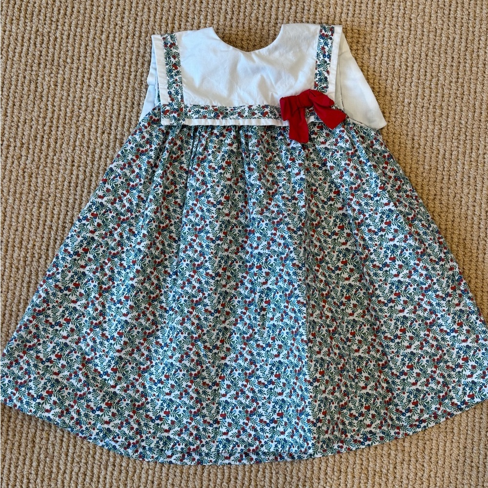 Pepa London Evelyn Floral Sleeveless Bow Detail Trapeze Dress in Red, Size 4Y